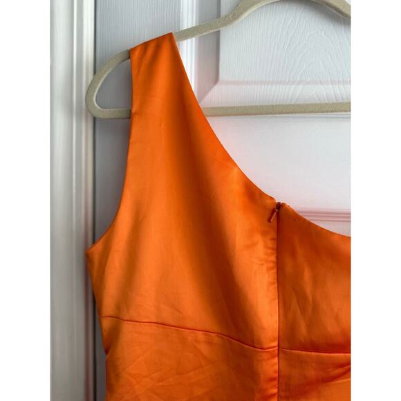 David’s Bridal Women’s One Shoulder Ruched Orange Cocktail Party Dress size 12 - Picture 5 of 7